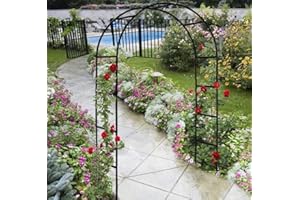 FABOER 2 x Large Metal Garden Arch Strong Tubular Arbor For Roses Climbing Plants Support Archway Garden Decoration