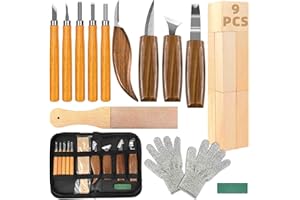 K KERNOWO Woodworking Tools Set 23PCS Wood Whittling Kit for DIY Lovers Beginners, Including Basswood Blocks, PU Storage Bag