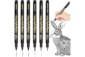 Joy & Inspiration Kalligraphie Stifte 6 Stück Handlettering Set Hand Lettering Pens Schwarz (4 Größen) Lettering Stifte für Anfänger Bullet Journal Tagebuch Unterschrift Zeichnen Zeichnung