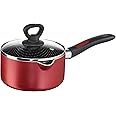 Tefal Simply Chef Aluminium Non-Stick Sauce Pan with Lid (16cm, Rio Red)