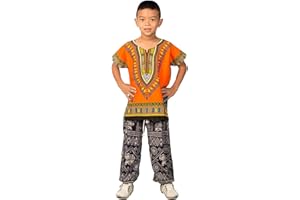 Lofbaz Niños Tradicional de impresión de África Camisa Dashiki Unisex