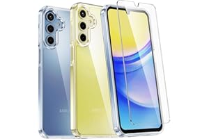 FNTCASE Coque pour Samsung Galaxy A15 4G/5G: Coque Transparente pour téléphone Portable en Silicone Standard Militaire Robuste arrière de téléphone Portable - Protection complète à 360 degrés