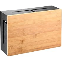 Set Da 3 Scatole Per Cavi In Plastica Con Coperchio In Bambù, Nascondi Fili E Prese, Dimensioni L/M/S