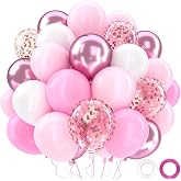Ballonger för bröllop och födelsedag - rosa vit, 52 stycken makaronrosa ballonga helium, flicka baby shower dekoration, 30 cm