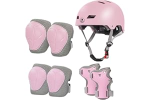 LANOVAGEAR Casco Infantil Set de Protección Casco Protección Patinaje 2-8 años Ajustable Rodilleras Coderas y Muñequeras para Patinaje Ciclismo Monopatín Skateboard