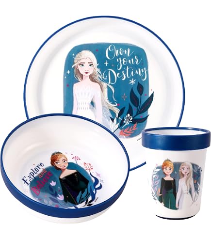 Set De Vaisselle Enfant Frozen II 3 Pièces - Incassable Et Sans BPA | Assiette, Bol Et Tasse Décoration Disney