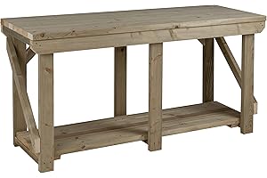 ARBOR GARDEN SOLUTIONS Workbench Indoor/Outdoor - Pressure Treated - Heavy Duty - Handmade Garage Workshop Work Table (7ft)