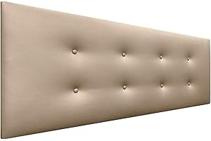 DHOME Testata in Similpelle o Tessuto AQUALINE Pro con 2 file di bottoni Testata imbottita Letto di lusso (Similpelle Champagne, 160x50cm (Letti 150/160))