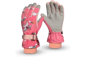 JUPSK Guantes de esquí de invierno para niños, impermeables, antideslizantes, con forro polar, para niños, de 7 a 12 años