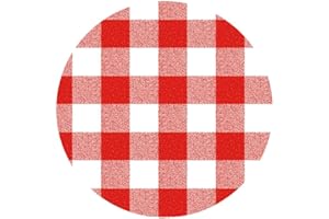 ‎DECOHOMETEXTIL Wachstuchtischdecke Wachstuch Tischdecke Gartentischdecke Rund Oval Klassik Kariert Rot Rund 120 cm abwaschbare Wachstischdecke