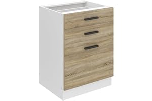 ‎B BELINI GROUP Belini Unterschrank Küche, Küchenunterschrank 60 cm Breite. SDSZ Küchenunterschrank ohne Arbeitsplatte. Küchenschrank mit Schubladen, Sonoma-Eiche