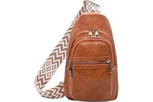 Long Keeper Sac de Poitrine Cuir Femme Homme, Petit Sacs à Dos Porté Travers Sling Bag Imperméable Sacoche Femme Bandouliere pour Voyage Randonnée Vélo Sports