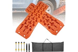 EXLECO 2X Alfombrillas de Tracción de Recuperación Ayuda de Arranque Tablas de Tracción Accesorios Todoterreno Placa Antideslizante Tablas Recuperación Todoterreno para Hielo Barro Arena Nieve Naranja