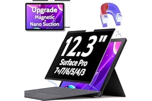 Protescreen 12.3 Inch Magnetic Privacy Screen Compatible With Surface Pro 7+/7/6/5/4/3, Removable Anti Blue Light Glare Filter, Black Security Private Apy Block Protector