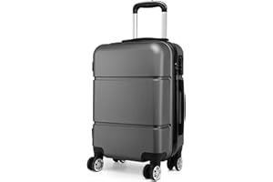 KONO Reisekoffer Handgepäck Koffer mit Rollen Hartschale Trolley 55x38x22cm 33 Liter Leichtgewicht ABS Grau