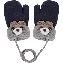 Baby-Handschuhe Mit Halsband – Warme Strickhandschuhe Für Kinder 1-3 Jahre, Acryl