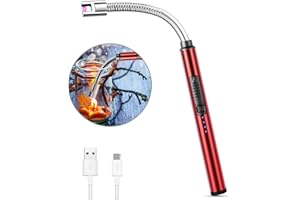 MOSUO Candle Lighter, Rechargeable Electric Arc Lighter Ignition Lighter with USB Cable, Windproof Flameless Electronic Lighters for Kitchen, Barbecue, Candles, Gas Stove, BBQ, Fireworks, Red