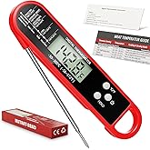 RUN HELIX Meat Thermometer Probe - Instant Read Food Thermometer with Backlight LCD Screen, Foldable Long Probe, Perfect for 