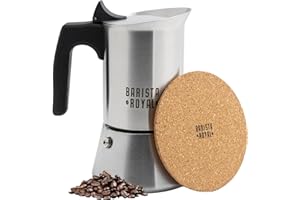 ‎BARISTA ROYAL Barista Royal Espressokocher für 6 Tassen [300 ml] aus rostfreiem Edelstahl - Mokkakanne, Espressokanne geeignet für alle Herdarten - spülmaschinengeeignet