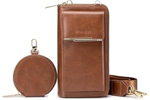 Roulens Kleine Handy Umhängetasche Damen,3 in 1 Breite Schultergurte Crossbody Handytasche,Handytasche zum Umhängen mit 2 RFID Reißverschlussfächern