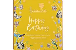 HOLDSWORTH HANDMADE ENGLISH CHOCOLATES Holdsworth Chocolates Occasions Collection - Happy Birthday Gift Box Filled with Handmade Truffles and Assorted Milk, Dark and White Chocolates Perfect for gifting 110g