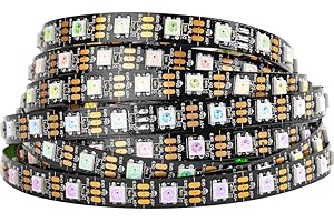 BTF-LIGHTING WS2812B RGB 5050SMD Individuel adressable 5m 60Pixel /m PCB noir flexible Bande de pixels LED couleur de rêve IP30 Non étanche faisant écran LED, mur LED uniquement DC5V