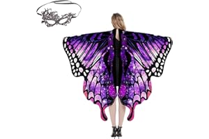 MiiDD Schmetterling Kostüm Damen,Halloween Kostüm Umhang mit Kapuze,Verkleidung Schmetterlingsflügel Fasching Karneval Kostüm Damen mit Gesichtsbedeckungen