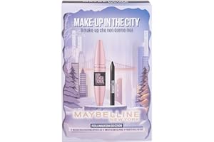 Maybelline New York Confezione Regalo Con Pochette, Con Mascara e Mini Matita Occhi, Collezione di Natale Make Up in the City 2025, Mascara Ciglia Sensazionali Black, Matita Occhi Tattoo Liner Black