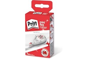 Pritt Correttore Mini Roller con punta flessibile e funzione push-pull per l'utilizzo su entrambi i lati, per cancellare e correggere, sovrascrivibile immediatamente, 4,2 mm x 7 m