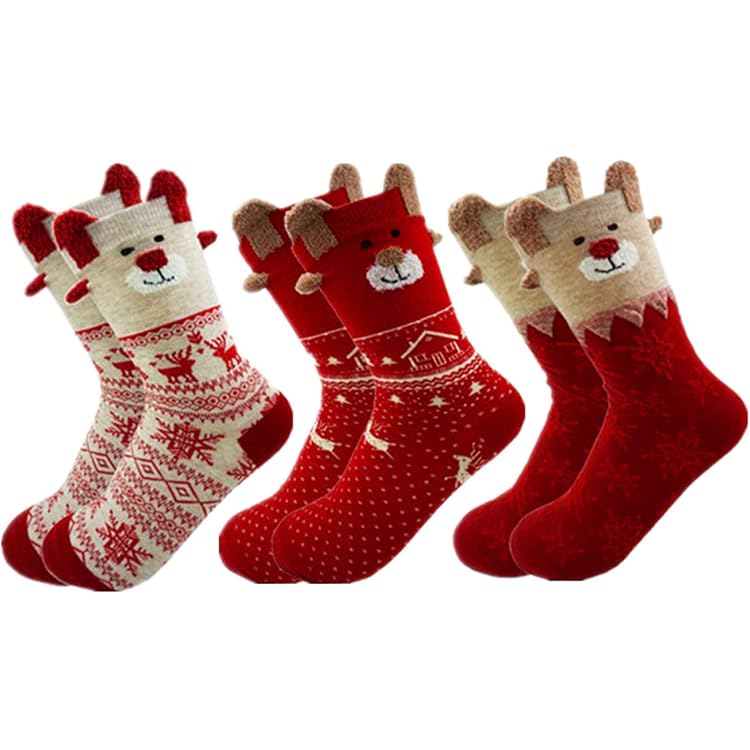 Chaussettes Noël Femme Chaudes Antidérapantes - Motifs Rennes, Père Noël | Pour La Maison, Cadeau - 7