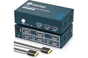 USB 3.0 DP KVM Switch 2 PC 2 Monitore, Steetek 4K@60Hz Dual Monitor DisplayPort KVM Switch für 2 Computer Teilen sich 2 Monitore, KVM Switch 2 Monitore mit 4 DP Kabel + 2 USB Kabel