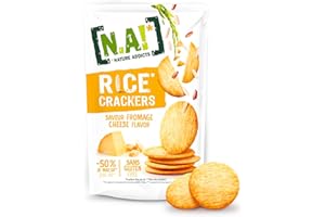 N.A! Nature Addicts - Rice Crackers Fromage - 12 Sachets de 85gr- Crackers Fins de Riz, Légers et Craquants - 50% de Matières Grasses en Moins que les Biscuits et Chips Apéritifs du Marché -