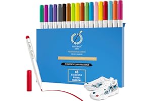 Pinturale Arts 18 Feutre Textile Permanent | Set de Marqueur Textile Permanent | Pour Tissu, Vetement, Chaussures | Stylo Textile Indélébile