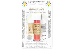 SUGARFLAIR COLOURS Sugarflair Blossom Tint Poppy Red Food Colouring and Dusting Powder, Matt Finish, Brush On or Mix with Rejuvenator Spirit to Create a One of A Kind Cake - 7ml
