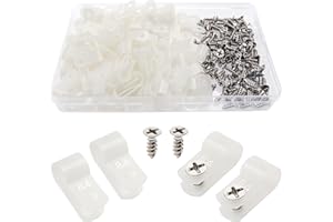 VooGenzek 100 Piezas 8.4mm (5/16 Pulgada) Clips de Cable de Nailon Tipo R, Abrazaderas de Cable Tipo R con 100 Piezas de Tornillos, para Gestión de Cables (Blanco)