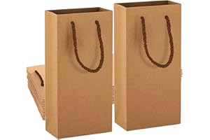 DQZSY Sacchetti regalo per vino, sacchetti regalo per bottiglie di vino di alta qualità, robusti e riutilizzabili, in carta kraft, con manici, per feste, Natale, Halloween, matrimoni, compleanni, feste,