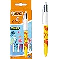 Bic 4 Colours Velours Ball Pens Medium Point (1.0 mm) - Assorted Barrel Designs, Pack of 3, Black