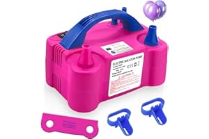 HXHWISE Balloon Pump Electric, 220V 600W Double Nozzle Air Pump Balloon Blower for Party Decoration with Tying Tool (Rose Red)