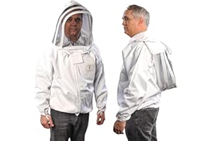 FOREST BEEKEEPING SUPPLY Jacket With Fencing Veil Hood, Professional Premium Beekeeper Jackets (Large)