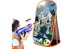 QUANQUER Schießen Zielscheibe Spiel Kinder Jungen Spielzeug für Nerf Gewehre - Zombie Schießscheibe mit Netz Indoor Outdoor Spielzeug Geschenke für 5 6 7 8 9 10+ Jahre alt Junge Mädchen (Zombies in T-Shirts)