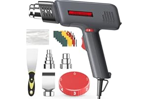 Professionnel 2000W Décapeur Thermique, JOJOrec Pistolet à Air Chaud 50-600℃ Température Réglable, 2 Débit d'air, Protection de Surcharge, Noyau Chauffant Céramique, 6 Accessoires pour Travaux Manuels