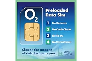 SIMS4TRAVEL O2 Data Sim Card Preloaded with 25GB of 4G/5G Data. Roam for Free in 47 Countries. No Contracts, No Commitments, No Credit Checks, No Tie-ins, No Personal ID. (Valid for 1 Month)
