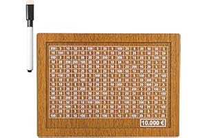 URPIZY Salvadanaio in legno, salvadanaio, salvadanaio con contatore, salvadanaio in legno per bambini, salvadanaio riutilizzabile con bersaglio e numeri per spuntare-10000€