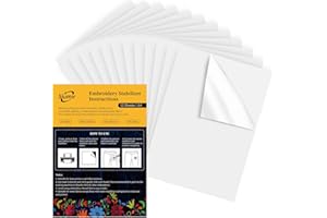 ‎SIUMIR Siumir 12PCS Stickvlies Selbstklebende Wasserlösliche, A4 (29.7x21cm) Wasserlösliches Stickpapier, Drucken oder Zeichnen Zeichenstabilisator für Hand- und Maschinenstickereien