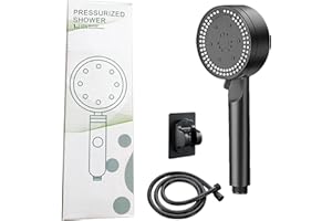 JCAKES Alcachofa de ducha con manguera, cabezal de ducha ahorro, 8 tipos de chorro, manguera de 1,5 m para alcachofa de ducha con parada de agua, ducha elevadora de presión, ducha de lluvia, soporte sin