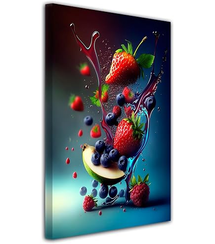 DECLINA Leinwandbild 50x50 Cm – Früchte-Motiv, Fertig Gerahmt Für Wohnzimmer & Küche