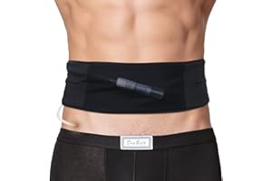 DIABELT Breathable Peritoneal Dialysis Belt with Mesh Pouch PD Catheter Transfer Set Holder Accessories with Slits for G-Tube Feeding Tube Peg Tubing Stomach Women Men Adults Black