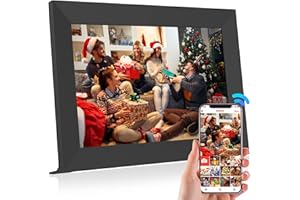 ONALIX Cadre Photo Numérique Connecté WiFi 10,1 Pouces, Écran Tactile IPS HD, 32 Go, Partage Instantané Via App Frameo, Support SD/USB, Cadre Photo Bois en Chêne, Idéal pour Famille & Cadeau