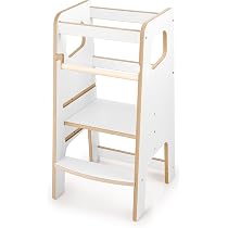 ROBUD Lernturm Für Kleinkinder (2-in-1) – Höhenverstellbar Mit Tafel & Abnehmbarem Tritthocker, Für Küche & Kinderzimmer