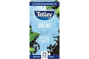 Tetley Everyday Original Decaf Black Tea Bags – Smooth Decaf Blend - Great for All Day Enjoyment - Rainforest Alliance Certified, Full-Flavoured and Refreshing - 25 Enveloped Teabags (1 Pack)